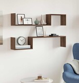 VidaXL Wandschappen 2 st 100x15x20 cm bewerkt hout bruin eikenkleur