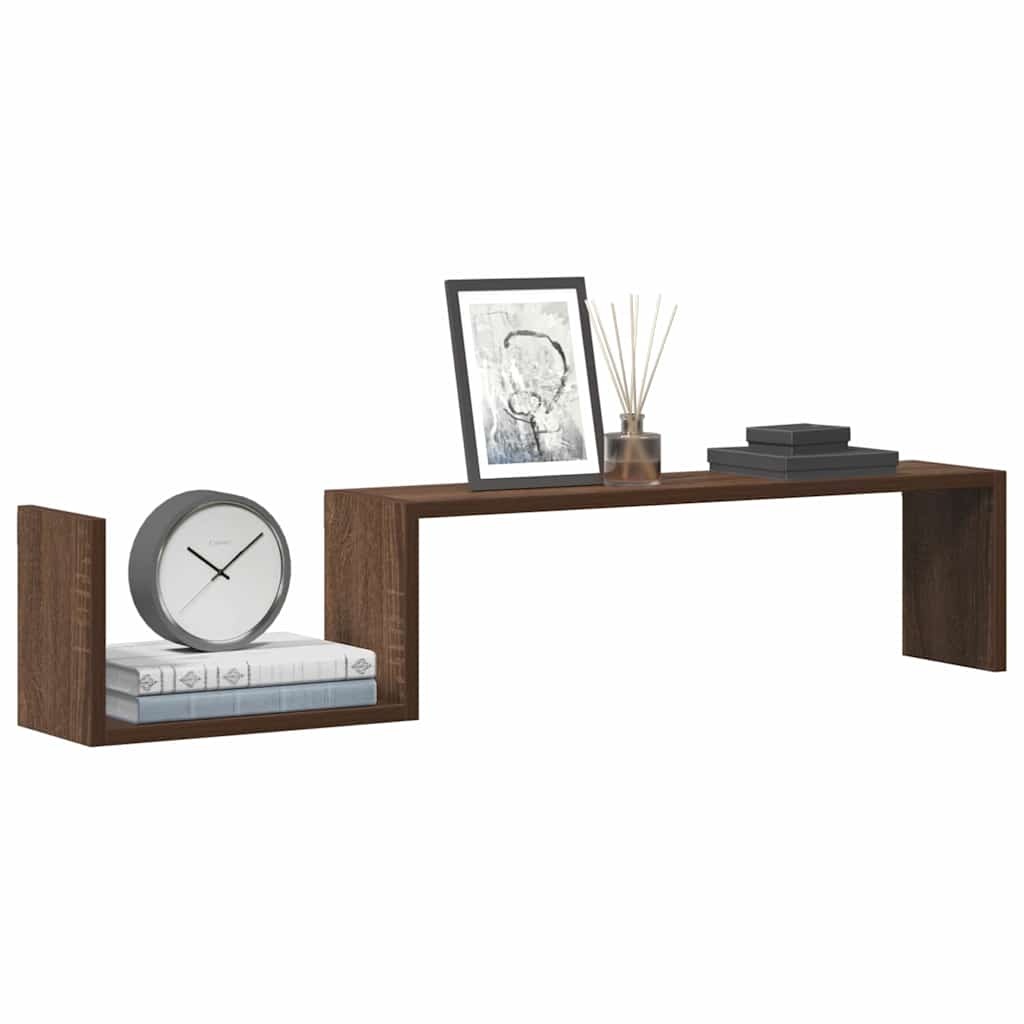VidaXL Wandschappen 2 st 100x15x20 cm bewerkt hout bruin eikenkleur