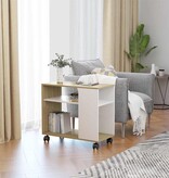 VidaXL Bijzettafel 70x35x55 cm bewerkt hout wit en sonoma eikenkleurig