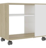 VidaXL Bijzettafel 70x35x55 cm bewerkt hout wit en sonoma eikenkleurig