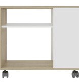 VidaXL Bijzettafel 70x35x55 cm bewerkt hout wit en sonoma eikenkleurig