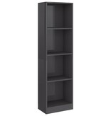 VidaXL Boekenkast 4 schappen 40x24x142 cm bewerkt hout hoogglans grijs