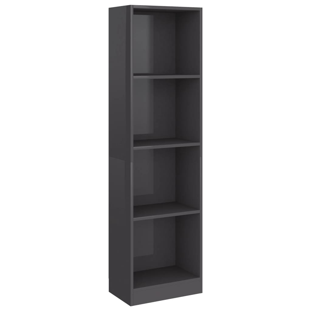 VidaXL Boekenkast 4 schappen 40x24x142 cm bewerkt hout hoogglans grijs