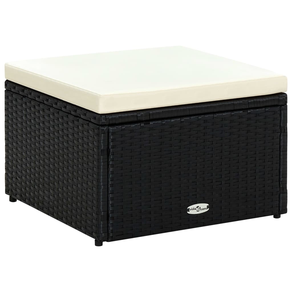 VidaXL Voetenbank/poef zwart 53x53x30 cm poly rattan