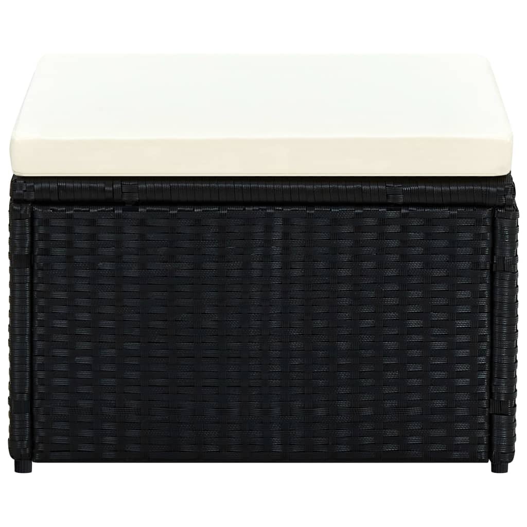 VidaXL Voetenbank/poef zwart 53x53x30 cm poly rattan