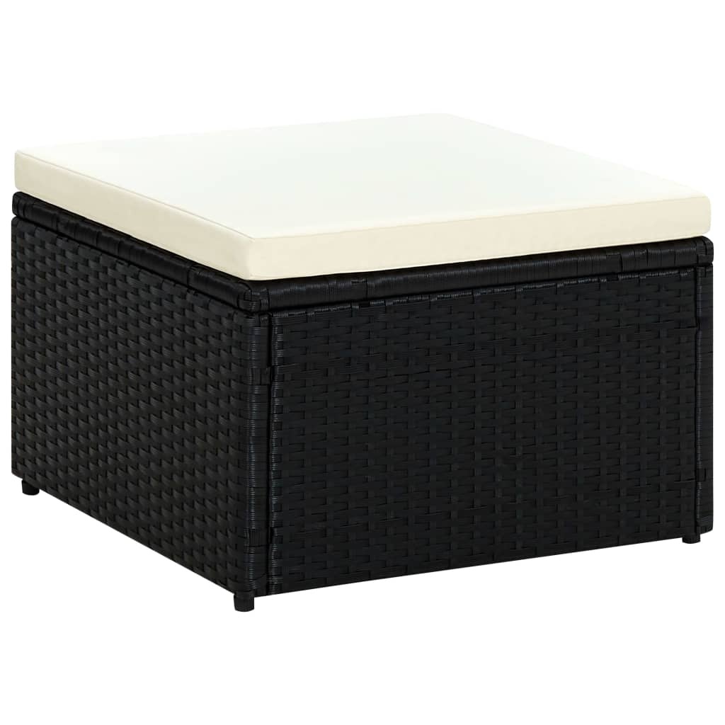 VidaXL Voetenbank/poef zwart 53x53x30 cm poly rattan
