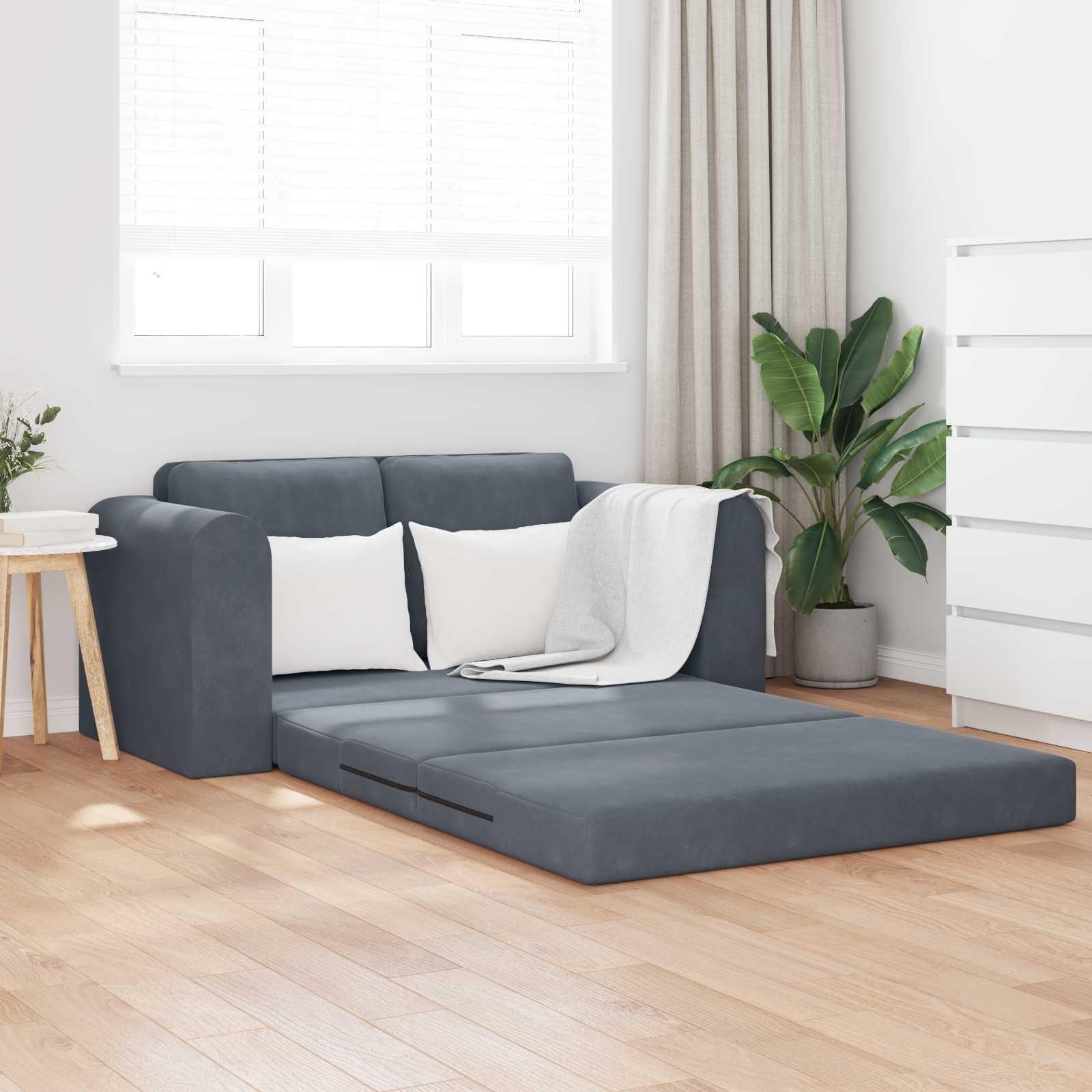VidaXL Vouwsofa Bed Donkergrijs 148 x 71 x 83 cm Fluweel