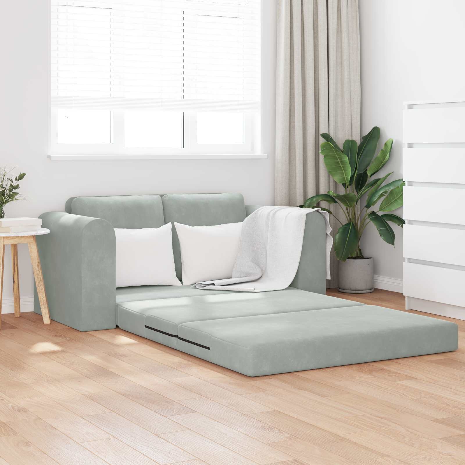 VidaXL Vouwsofa Bed Lichtgrijs 148 x 71 x 83 cm Fluweel
