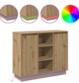 VidaXL LED Sideboard Artisan Eiken 90 x 32 x 75 cm Bewerkt hout