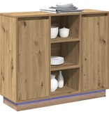 VidaXL LED Sideboard Artisan Eiken 90 x 32 x 75 cm Bewerkt hout