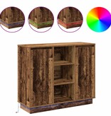 VidaXL LED Sideboard met plank Oudhout 90 x 32 x 75 cm Bewerkt hout