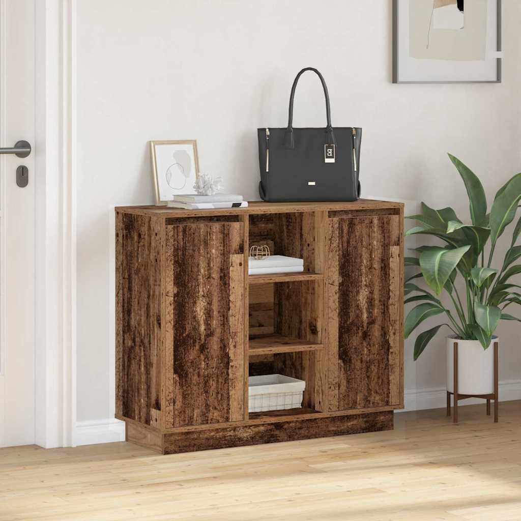 VidaXL LED Sideboard met plank Oudhout 90 x 32 x 75 cm Bewerkt hout