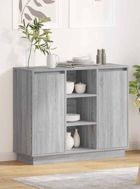 VidaXL LED Sideboard Grijs Sonoma 90 x 32 x 75 cm Bewerkt hout