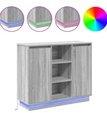 VidaXL LED Sideboard Grijs Sonoma 90 x 32 x 75 cm Bewerkt hout