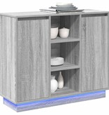VidaXL LED Sideboard Grijs Sonoma 90 x 32 x 75 cm Bewerkt hout