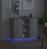 VidaXL LED Sideboard Grijs Sonoma 90 x 32 x 75 cm Bewerkt hout