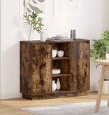 VidaXL LED Sideboard Gerookt eiken 90 x 32 x 75 cm Bewerkt hout