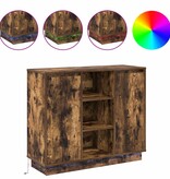 VidaXL LED Sideboard Gerookt eiken 90 x 32 x 75 cm Bewerkt hout