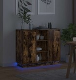 VidaXL LED Sideboard Gerookt eiken 90 x 32 x 75 cm Bewerkt hout