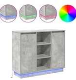 VidaXL LED Sideboard Beton Grijs 90 x 32 x 75 cm Bewerkt hout
