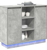 VidaXL LED Sideboard Beton Grijs 90 x 32 x 75 cm Bewerkt hout