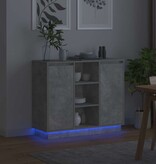 VidaXL LED Sideboard Beton Grijs 90 x 32 x 75 cm Bewerkt hout