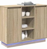 VidaXL LED Sideboard Sonoma Eiken 90 x 32 x 75 cm Bewerkt hout