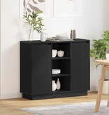 VidaXL LED Sideboard Zwart Eiken 90 x 32 x 75 cm Bewerkt hout