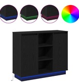 VidaXL LED Sideboard Zwart Eiken 90 x 32 x 75 cm Bewerkt hout