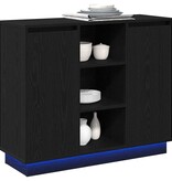 VidaXL LED Sideboard Zwart Eiken 90 x 32 x 75 cm Bewerkt hout