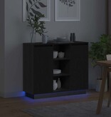 VidaXL LED Sideboard Zwart Eiken 90 x 32 x 75 cm Bewerkt hout