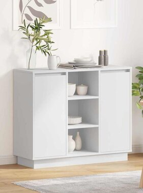 VidaXL LED Sideboard met plank Wit 90 x 32 x 75 cm Bewerkt hout