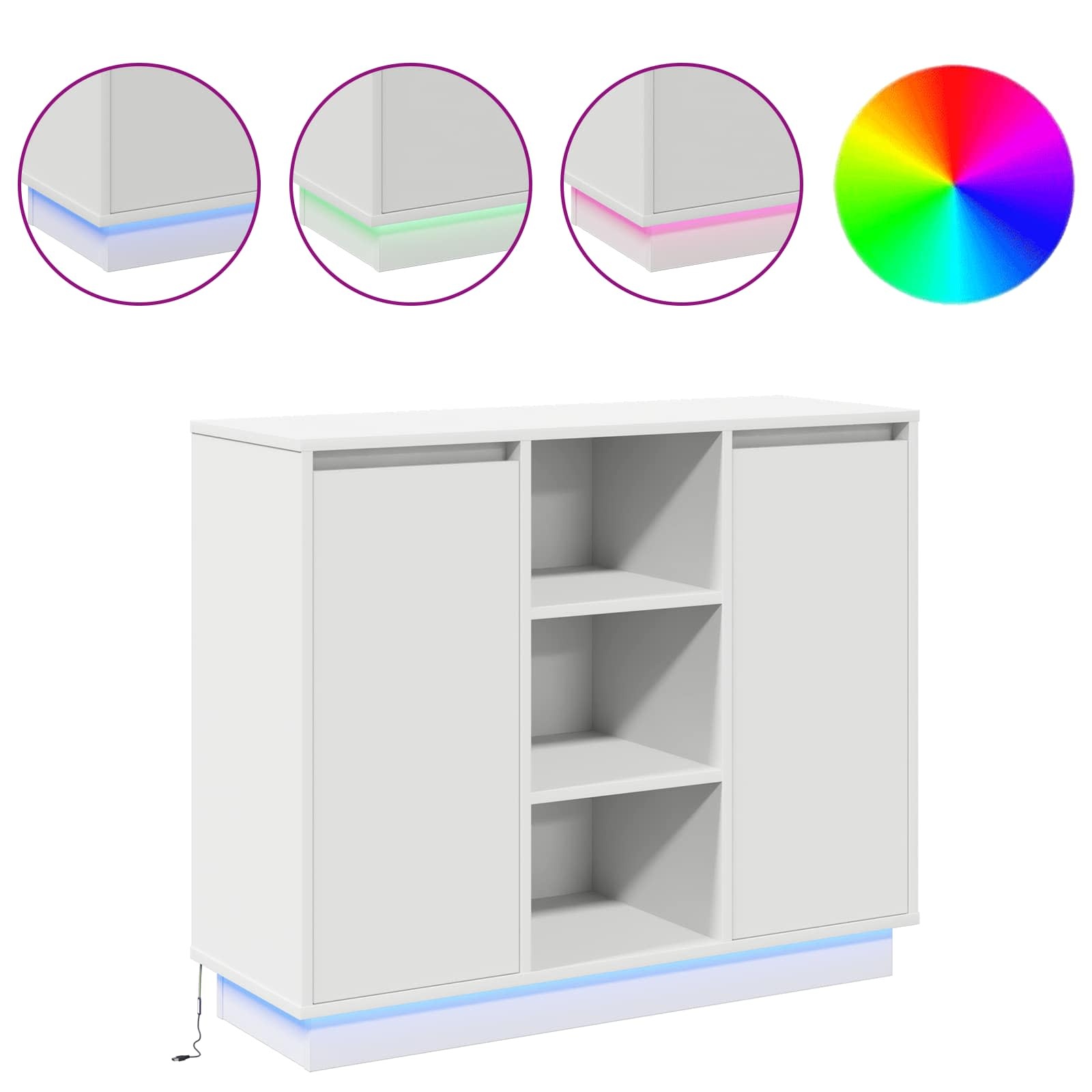VidaXL LED Sideboard met plank Wit 90 x 32 x 75 cm Bewerkt hout