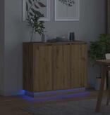 VidaXL LED Sideboard Artisan Eiken 90 x 32 x 75 cm Bewerkt hout