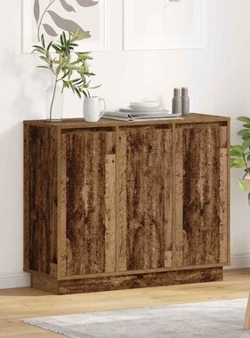 VidaXL LED Sideboard met plank Oudhout 90 x 32 x 75 cm Bewerkt hout