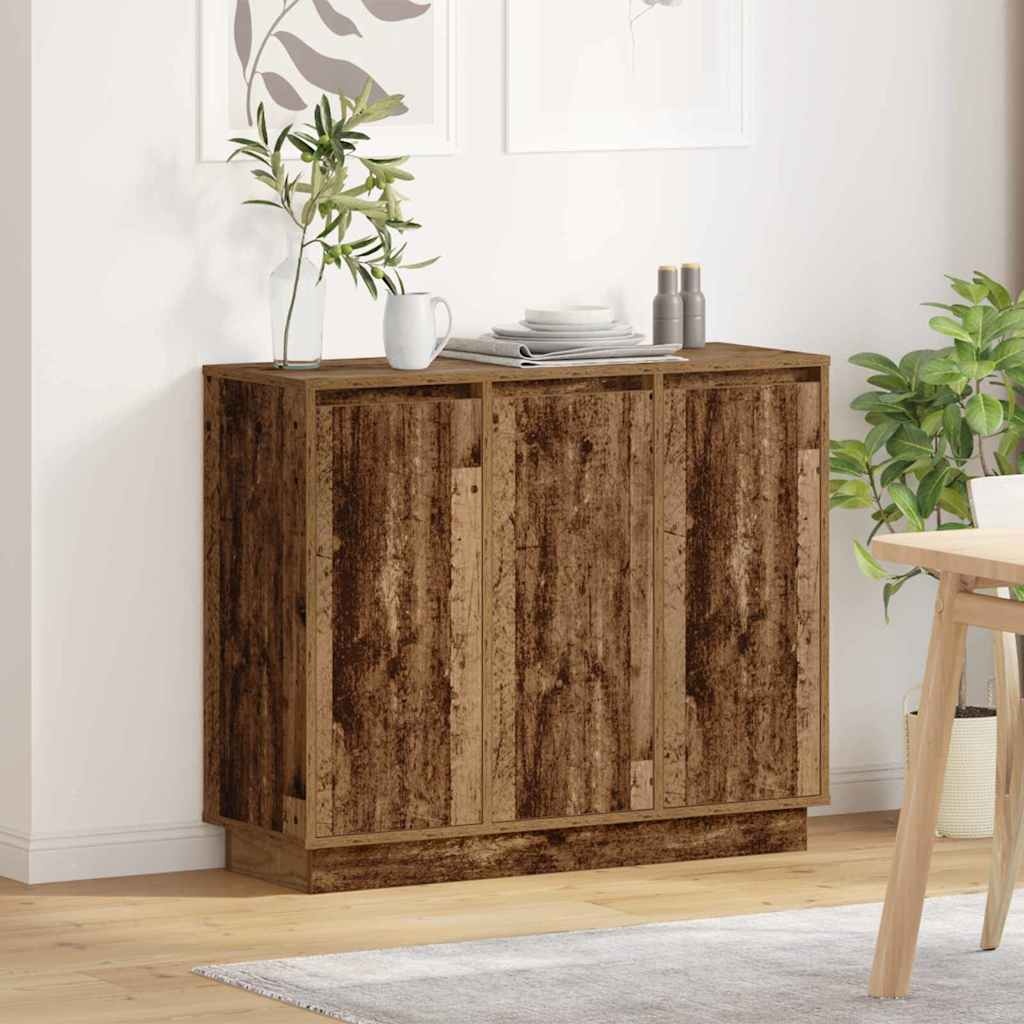 VidaXL LED Sideboard met plank Oudhout 90 x 32 x 75 cm Bewerkt hout
