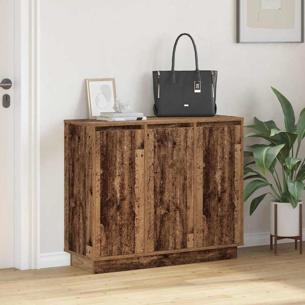 VidaXL LED Sideboard met plank Oudhout 90 x 32 x 75 cm Bewerkt hout