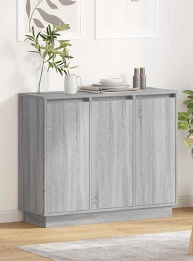 VidaXL LED Sideboard Grijs Sonoma 90 x 32 x 75 cm Bewerkt hout