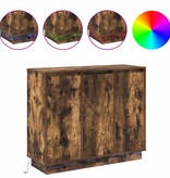 VidaXL LED Sideboard Gerookt eiken 90 x 32 x 75 cm Bewerkt hout