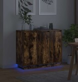 VidaXL LED Sideboard Gerookt eiken 90 x 32 x 75 cm Bewerkt hout