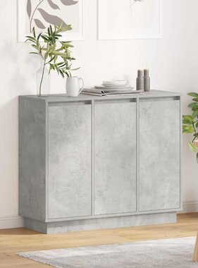 VidaXL LED Sideboard Beton Grijs 90 x 32 x 75 cm Bewerkt hout
