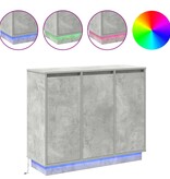 VidaXL LED Sideboard Beton Grijs 90 x 32 x 75 cm Bewerkt hout
