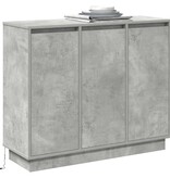 VidaXL LED Sideboard Beton Grijs 90 x 32 x 75 cm Bewerkt hout