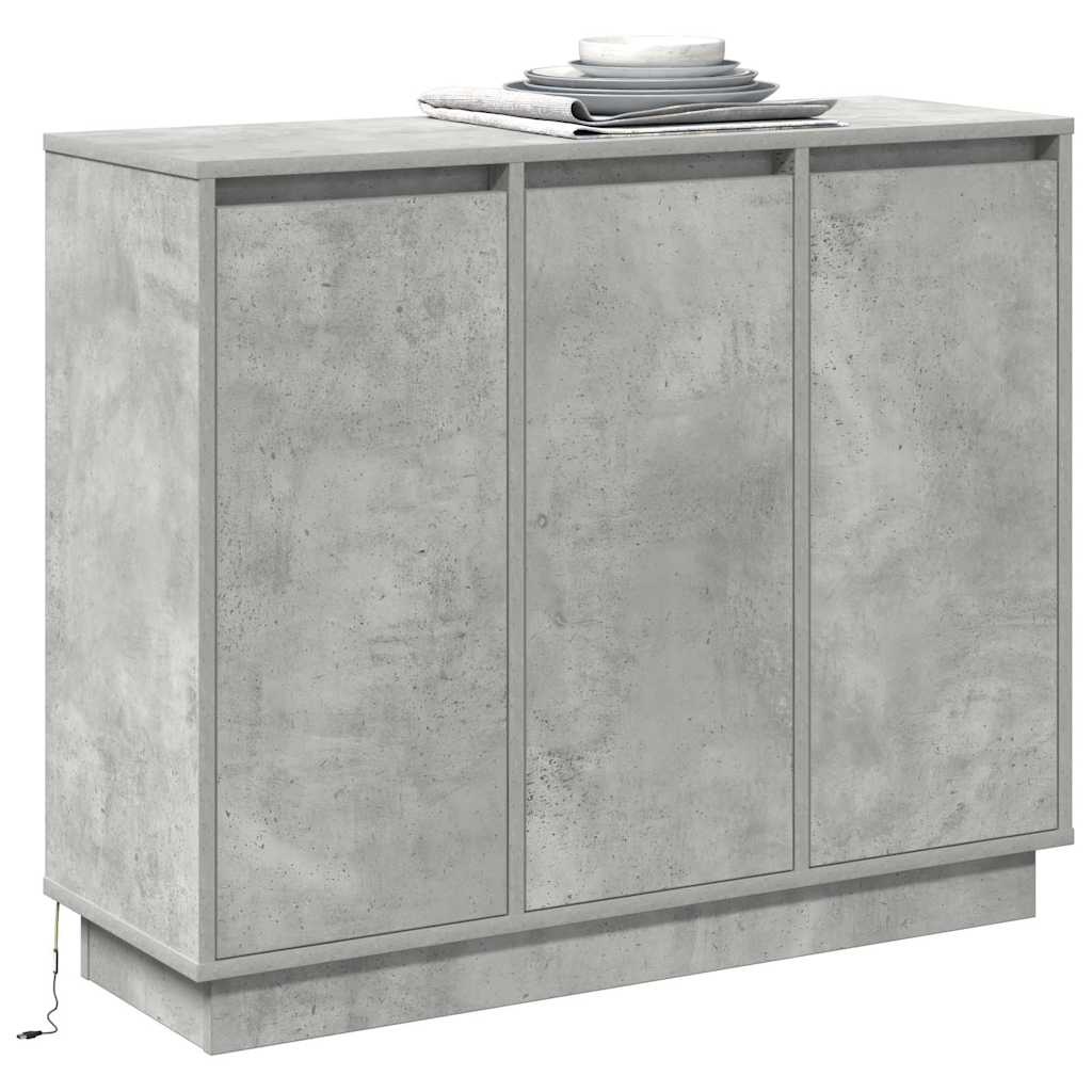 VidaXL LED Sideboard Beton Grijs 90 x 32 x 75 cm Bewerkt hout
