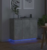 VidaXL LED Sideboard Beton Grijs 90 x 32 x 75 cm Bewerkt hout