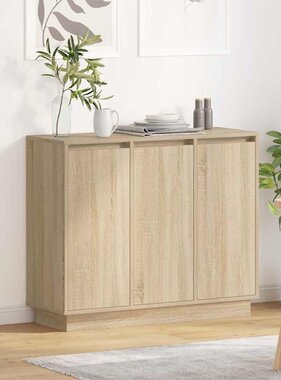 VidaXL LED Sideboard Sonoma Eiken 90 x 32 x 75 cm Bewerkt hout