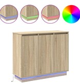 VidaXL LED Sideboard Sonoma Eiken 90 x 32 x 75 cm Bewerkt hout