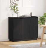 VidaXL LED Sideboard Zwart Eiken 90 x 32 x 75 cm Bewerkt hout