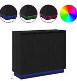 VidaXL LED Sideboard Zwart Eiken 90 x 32 x 75 cm Bewerkt hout