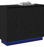 VidaXL LED Sideboard Zwart Eiken 90 x 32 x 75 cm Bewerkt hout